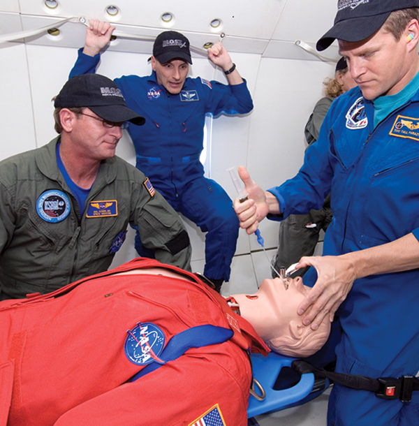 NASA scientists on the reduced-gravity aircraft