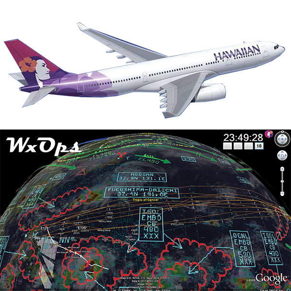 Hawaiian Airlines airplane WxAzygy interface