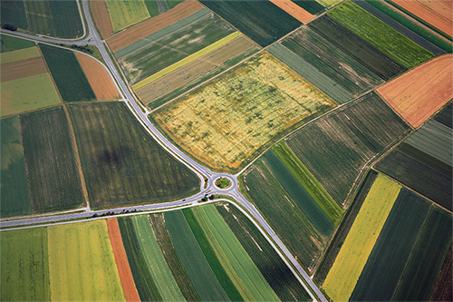 An aerial view of farmland