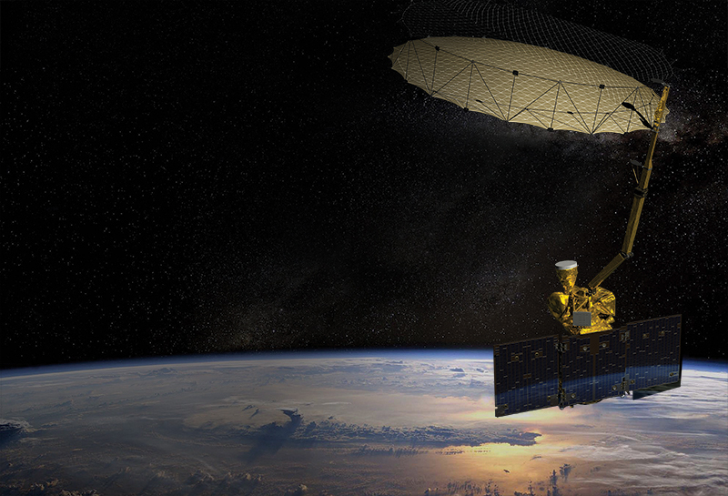 The Soil Moisture Active Passive (SMAP) satellite over the Earth