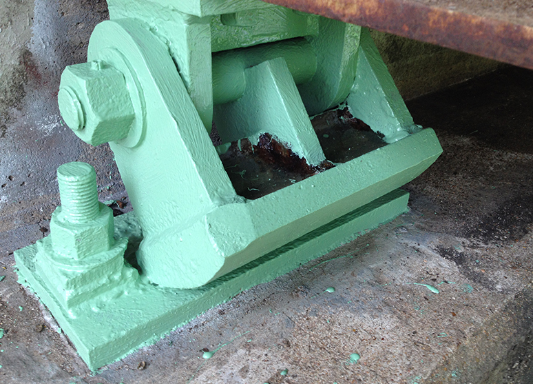 bridge abutment with epoxy primer coating