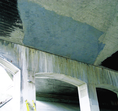 GalvaCorr™ liquid coating applied to concrete bridge