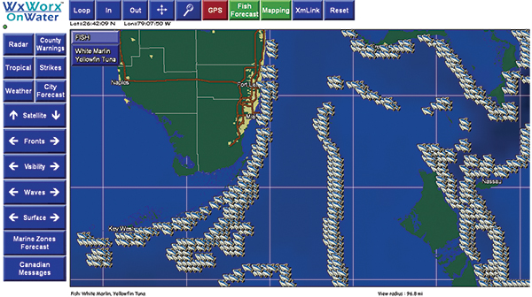 FishBytes screenshot showing fishing spots off Florida’s coast