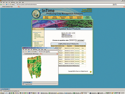 Crop management software screen shot