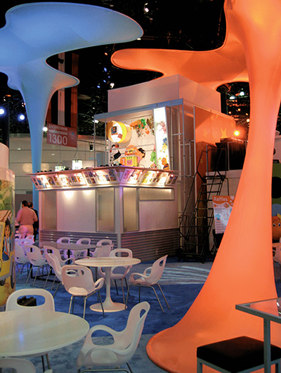 Colorful 3-D exhibit booth