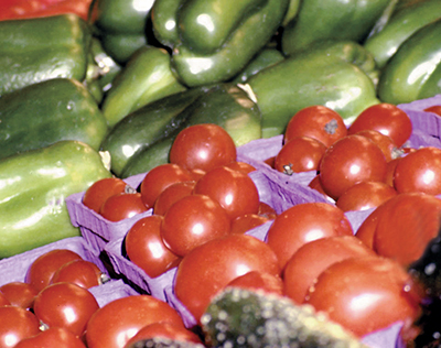 Green and red fresh vegetables