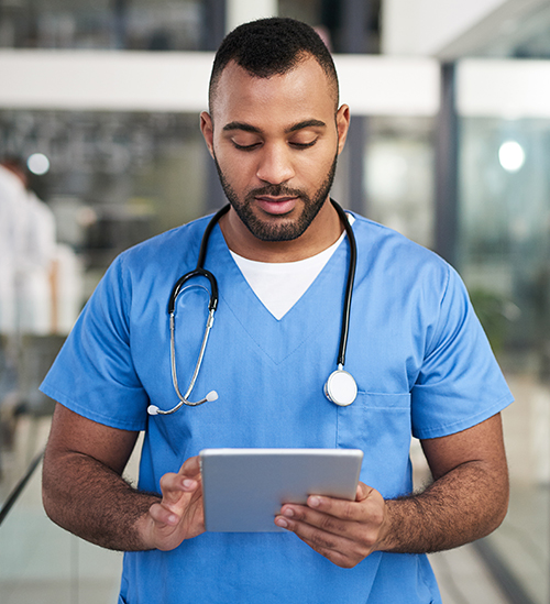 Medical professional with tablet