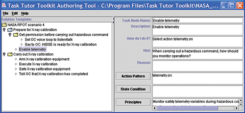 Screen shot from the T3 Authoring Tool 