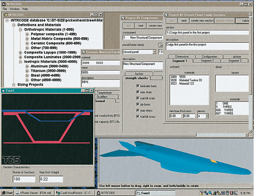 Collier R&D's HyperSizer software displays an aircraft's surface in multicolored pixels.