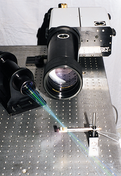 An instrument that uses laser light to inspect individual droplets of fuel