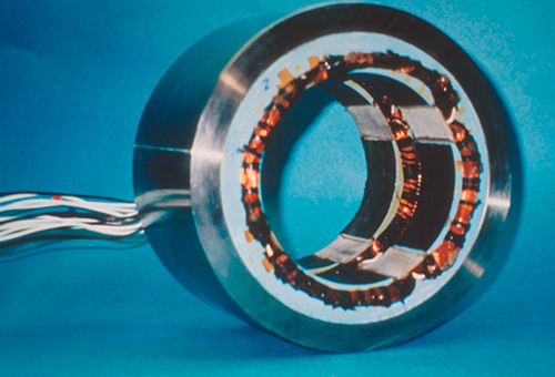 The AVCON magnetic bearing against a blue background