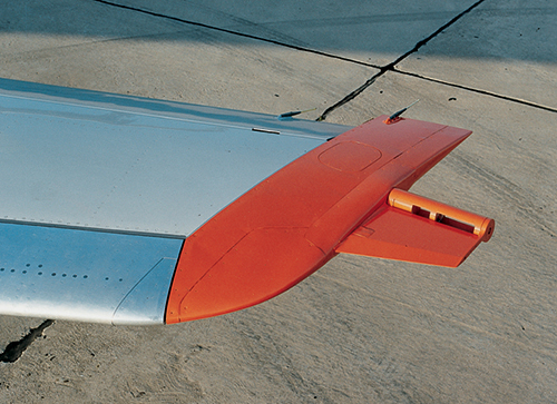 Flutter Exciter mounted at the wing tip of a plane