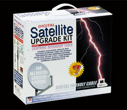 A consumer upgrade kit used in the protection of small satellite dishes