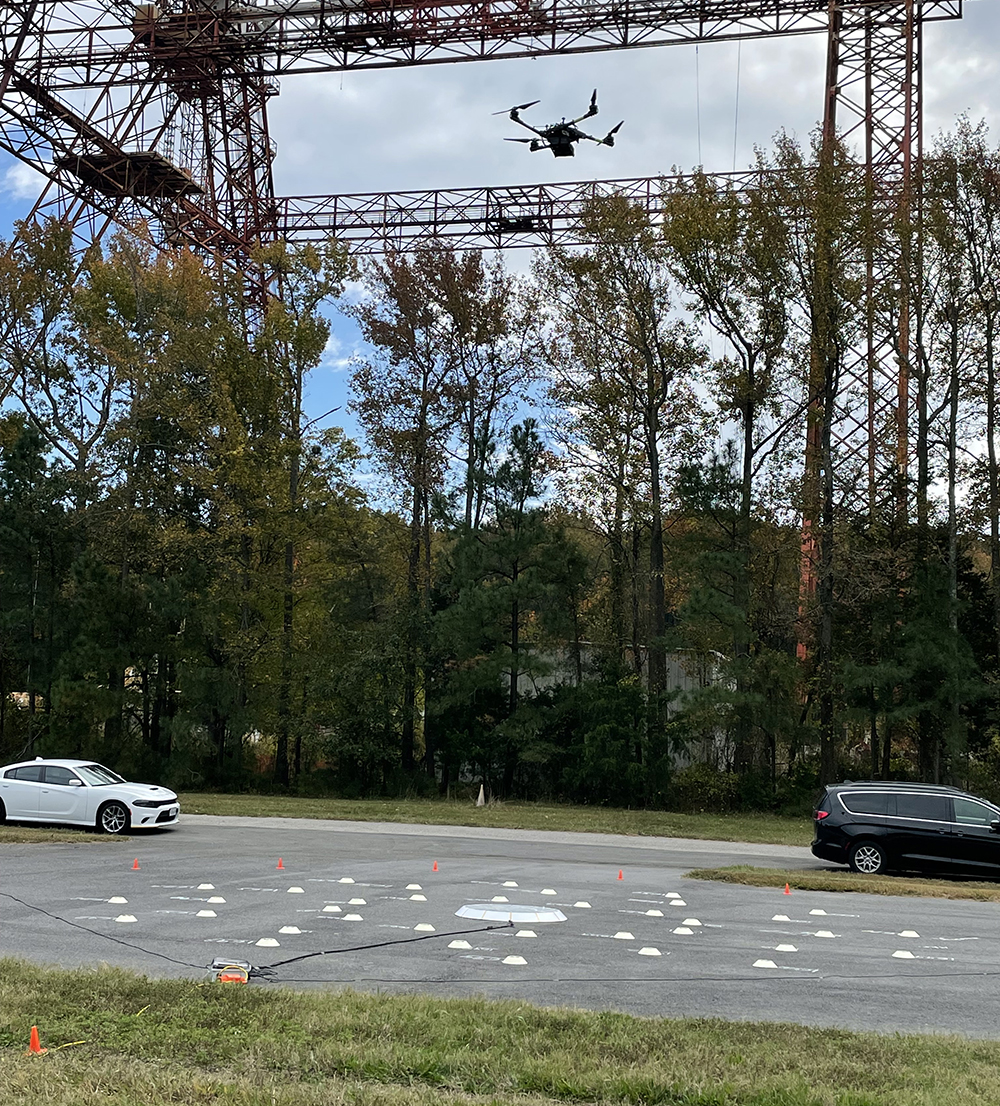 The WirelessArray developed by Interdisciplinary Consulting Corporation (IC2), laid out here for a drone test flight at Langley Research Center