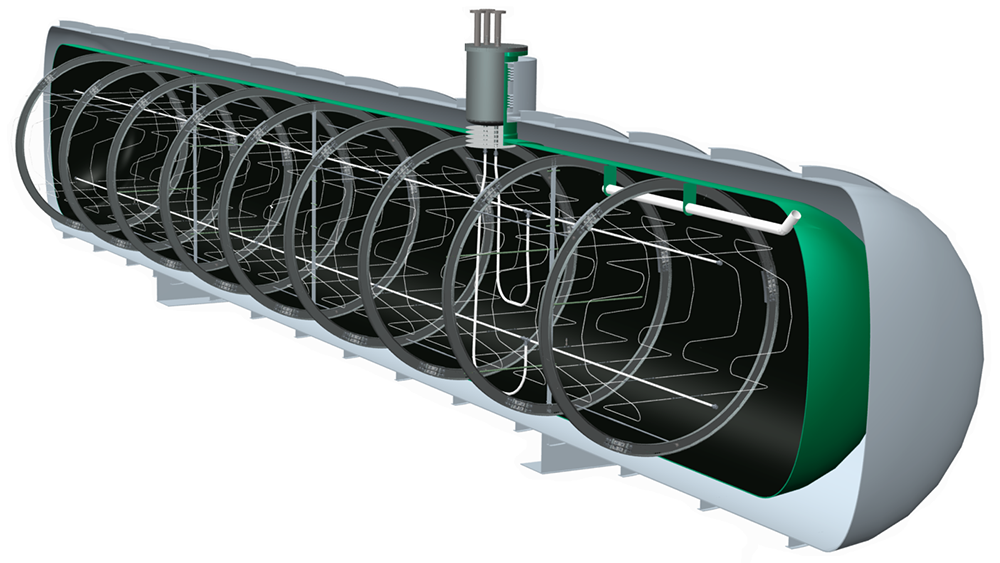 A smaller liquid hydrogen tank with a heat exchanger to try out the concept of refrigerating such a tank