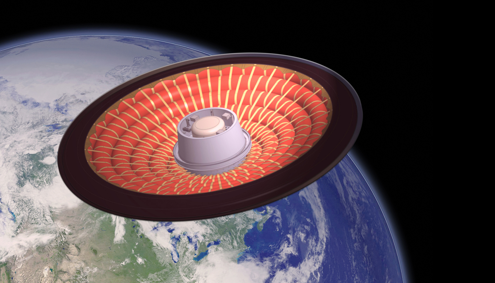 LOFTID’s inflatable heat shield depicted orbiting Earth 