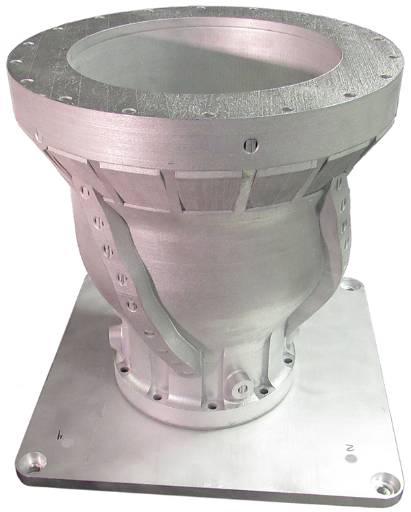 Elementum 3D worked with Masten Space Systems to 3D print this experimental rocket engine, known as Broadsword, from Elementum’s A1000-RAM10 3D-printable aluminum alloy