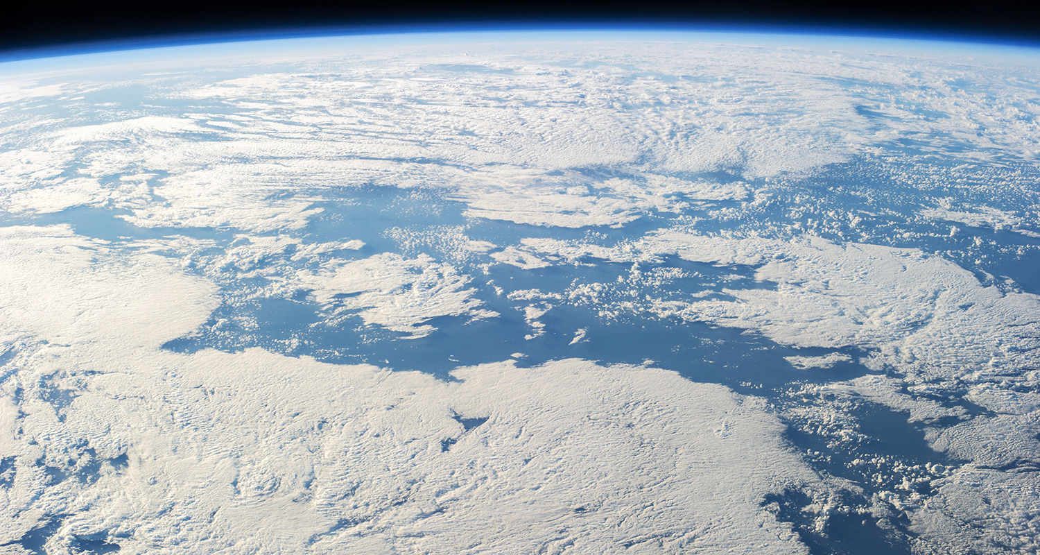 Clouds cover the Earth in an image taken from the International Space Station