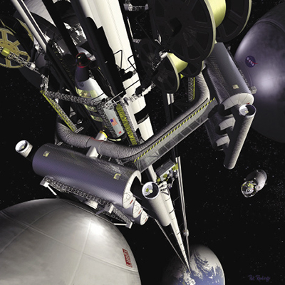 Artist’s rendering of a space elevator