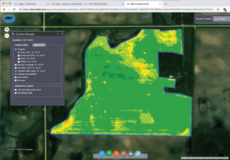 A screenshot of the Quantix interface, showing spectral imaging of an irregularly shaped field