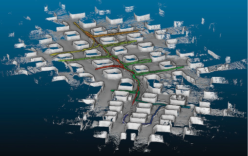 A incomplete, in-progress rendering of a network of tunnels