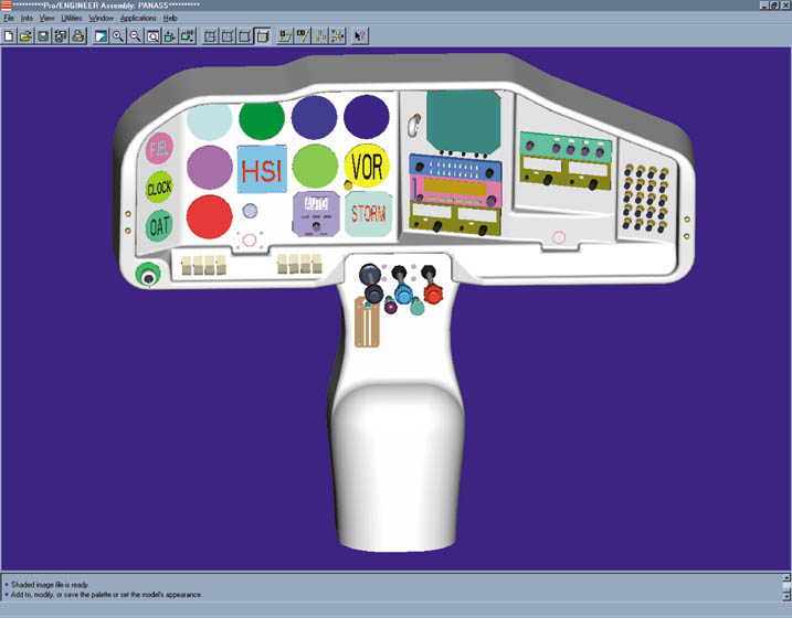 3-D computer model of an instrument panel