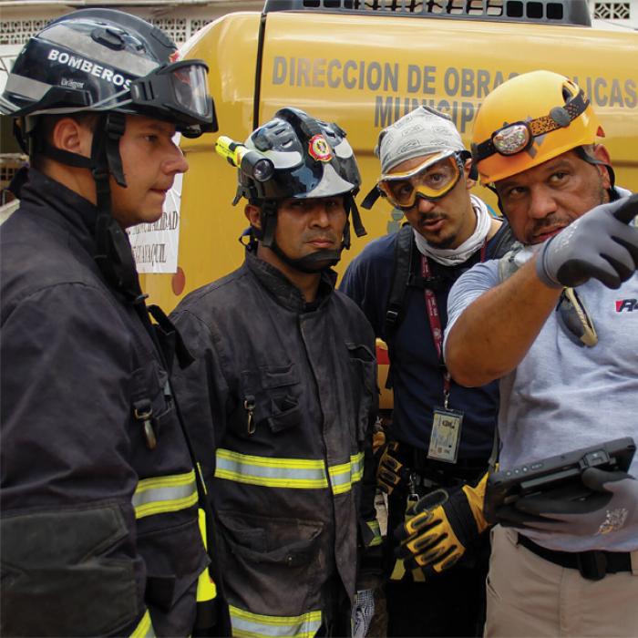 R4 President David Lewis Senior using a FINDER device to help rescue workers in Ecuador after an earthquake