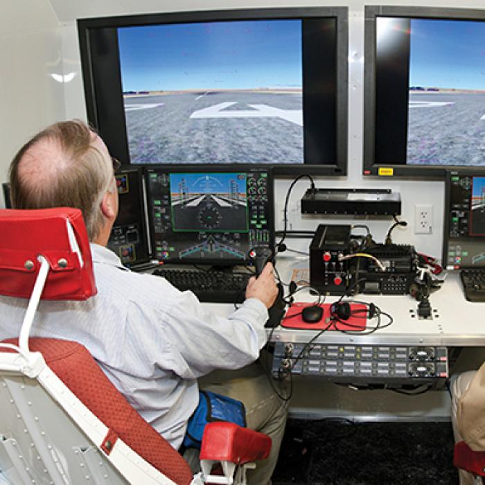 Two pilots operate the X-56A MUTT from a ground control station