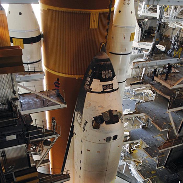 Space Shuttle being prepared for launch