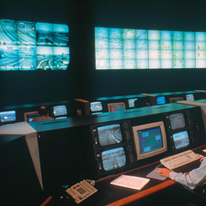 From a control center, workers monitor and manage the road system in San Antonio