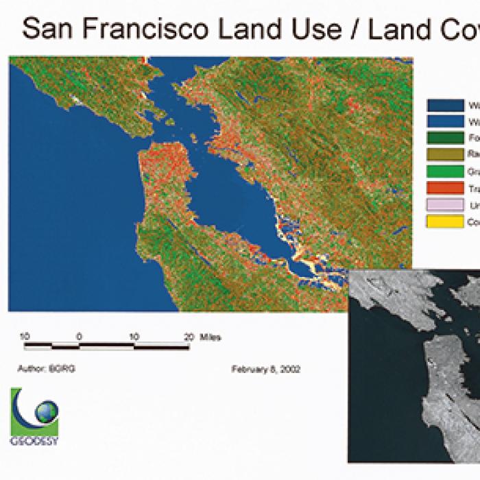 From a satellite image of San Francisco, GEODESY is able to map water depth, terrain, and transportation routes