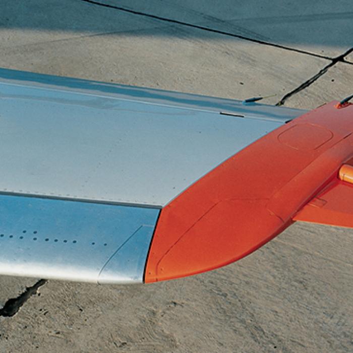 Flutter Exciter mounted at the wing tip of a plane