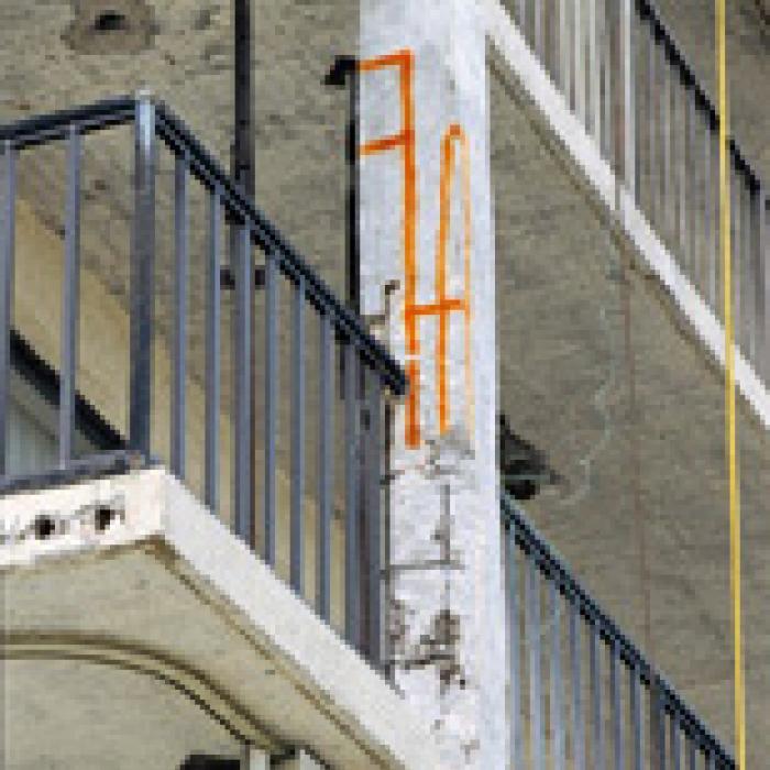 Concrete balcony damaged by salty sea spray