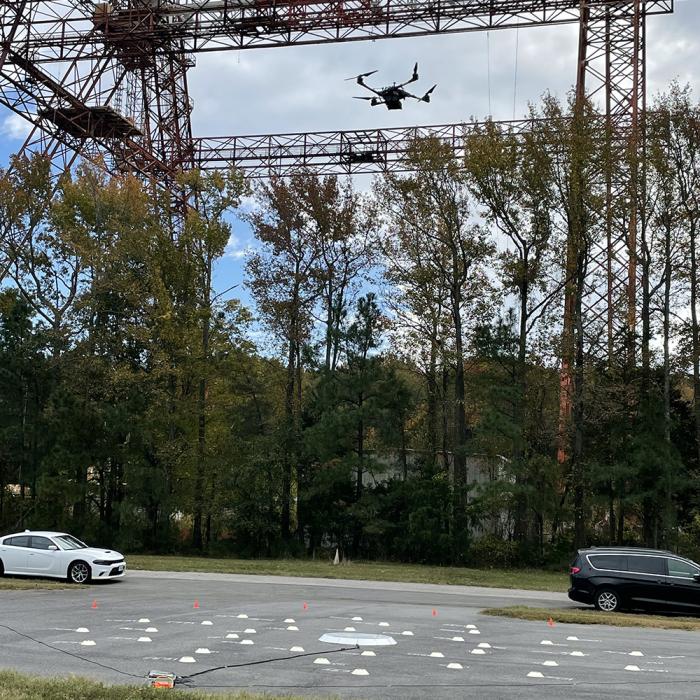 The WirelessArray developed by Interdisciplinary Consulting Corporation (IC2), laid out here for a drone test flight at Langley Research Center