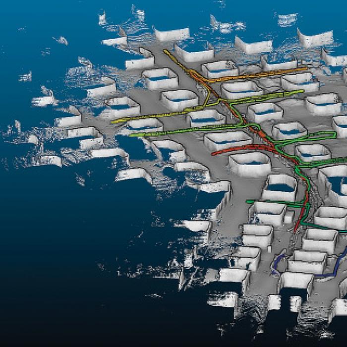 A incomplete, in-progress rendering of a network of tunnels