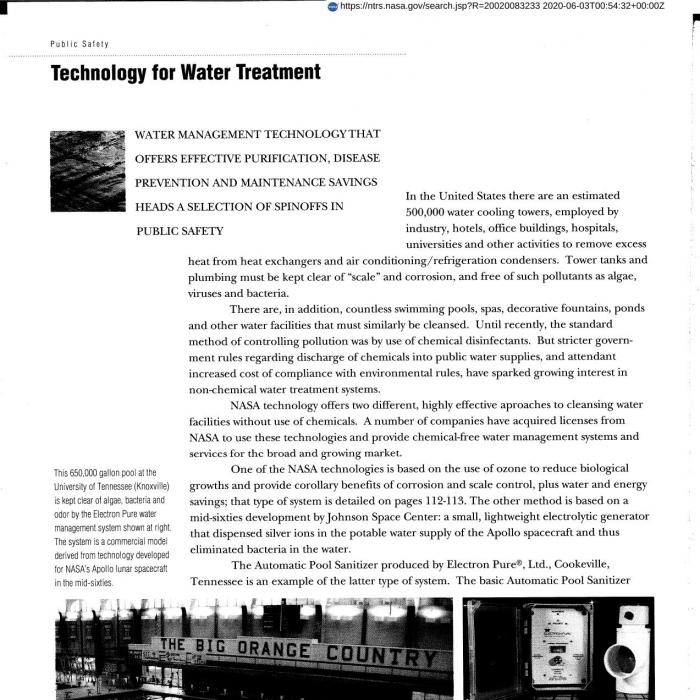 Technology for Water Treatment (National Water Management)