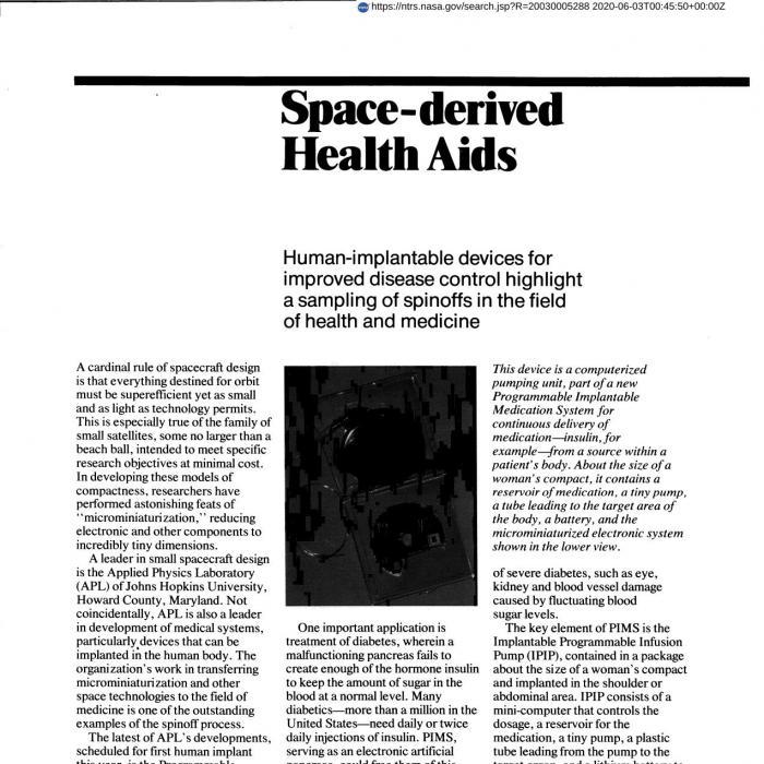 Space Derived Health Aids (AID, Heart Monitor)