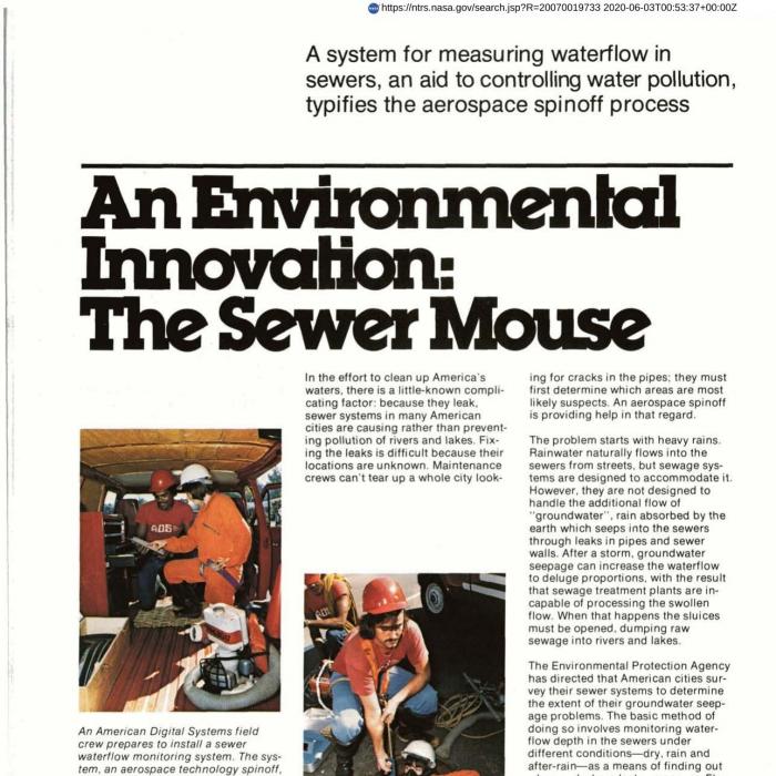 An Environmental Innovation: The Sewer