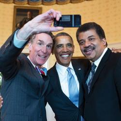 Bill Nye, President Obama, and Neil Tyson taking a selfie