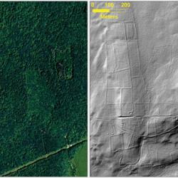 Lidar imaging revealing old structures underneath soil