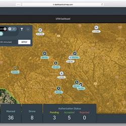 A screenshot of what an airspace manager might see, with vehicles plotted across the airspace and other metrics