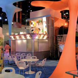 Colorful 3-D exhibit booth