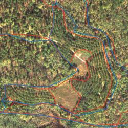 Aerial view of boundaries marked before and after Falcon corrected