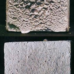 Two silicon-dioxide-based ceramic tiles after testing