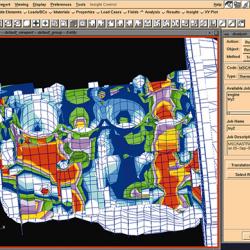 Stresses and strains of this engine are displayed in this screen shot from MSC/NASTRAN computer software