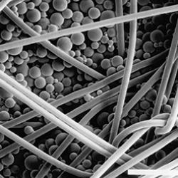 An electron micrograph image of microencapsulated phasechange materials