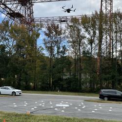 The WirelessArray developed by Interdisciplinary Consulting Corporation (IC2), laid out here for a drone test flight at Langley Research Center