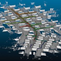 A incomplete, in-progress rendering of a network of tunnels