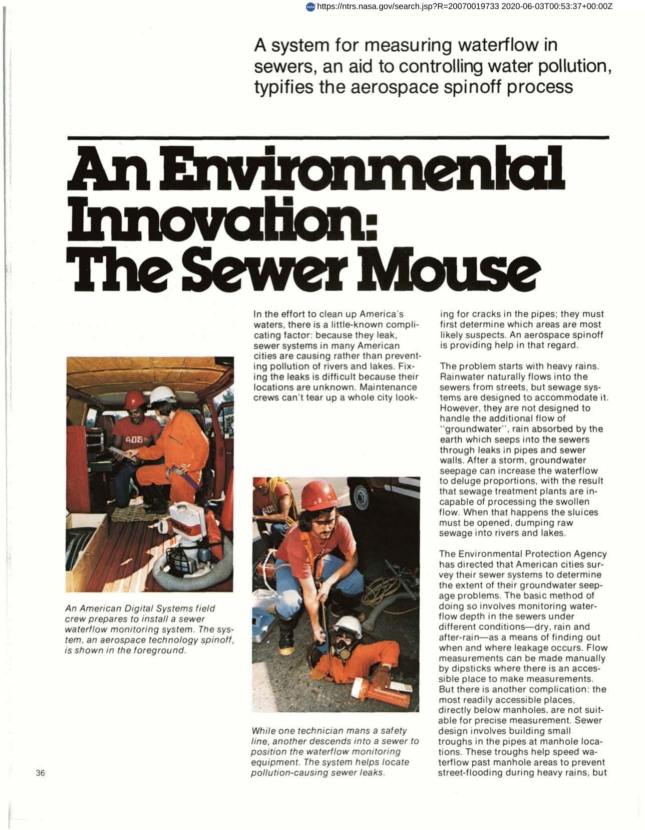 An Environmental Innovation: The Sewer