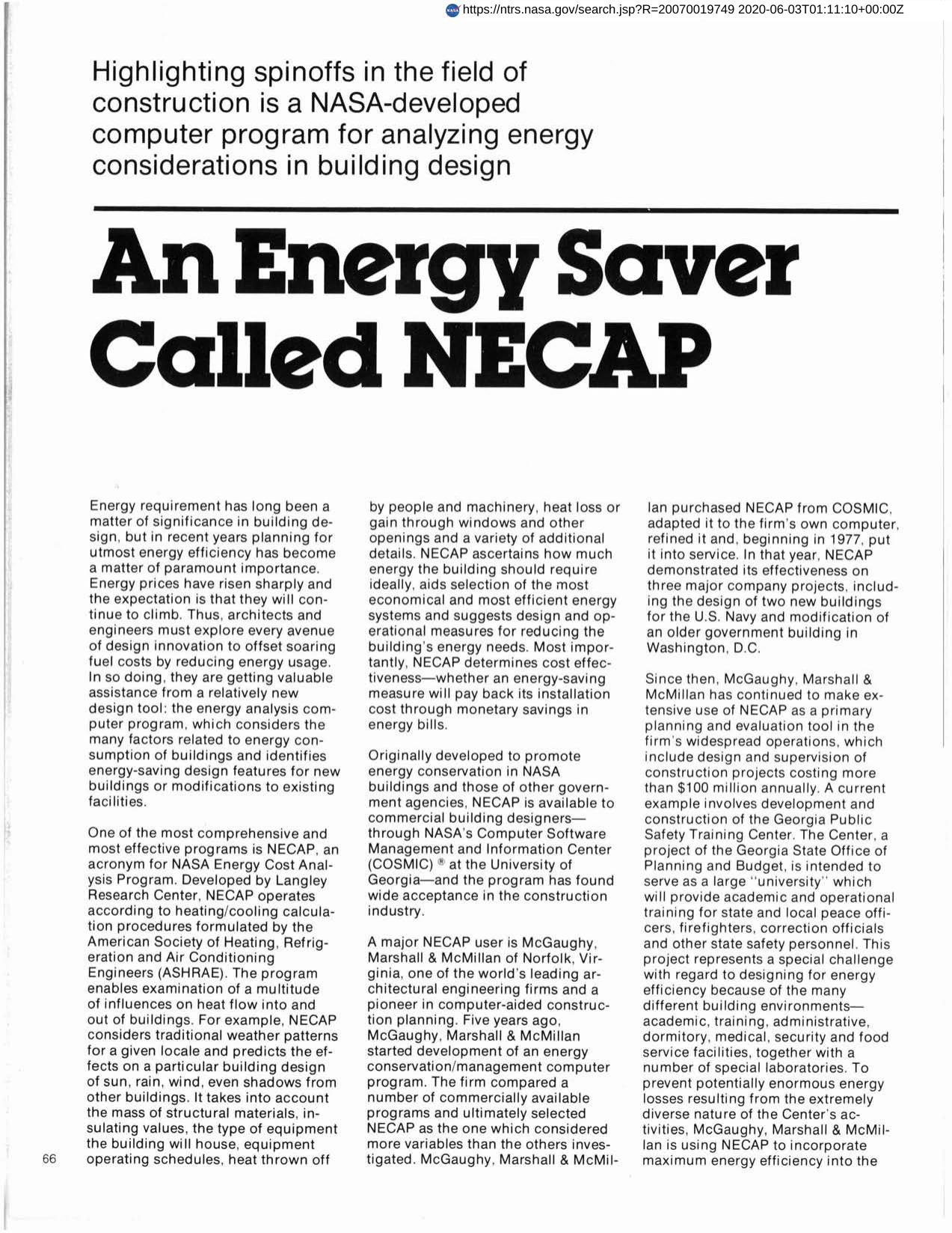 An Energy Saver Called NECAP